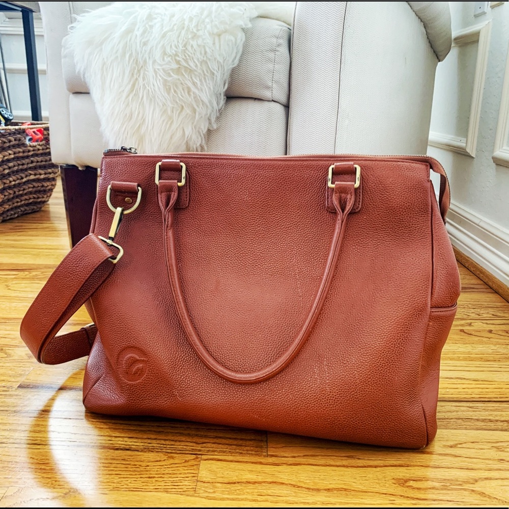 Large high end leather diaper bag